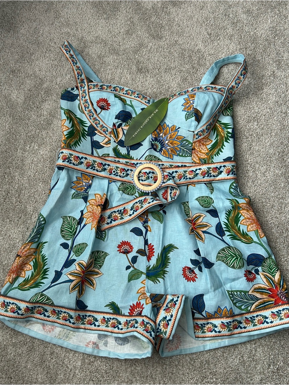 Farm Rio Floral Delhi Light Blue Romper - Picture 9 of 10